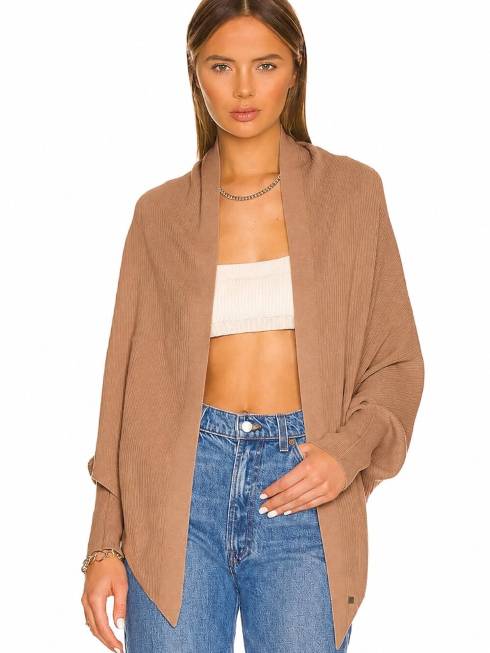 Soia & Kyo Becca Scarfigan Cotton Blend Camel Tan One Size